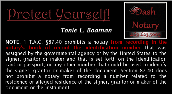 Tonie Boaman Dash Notary warning to the public